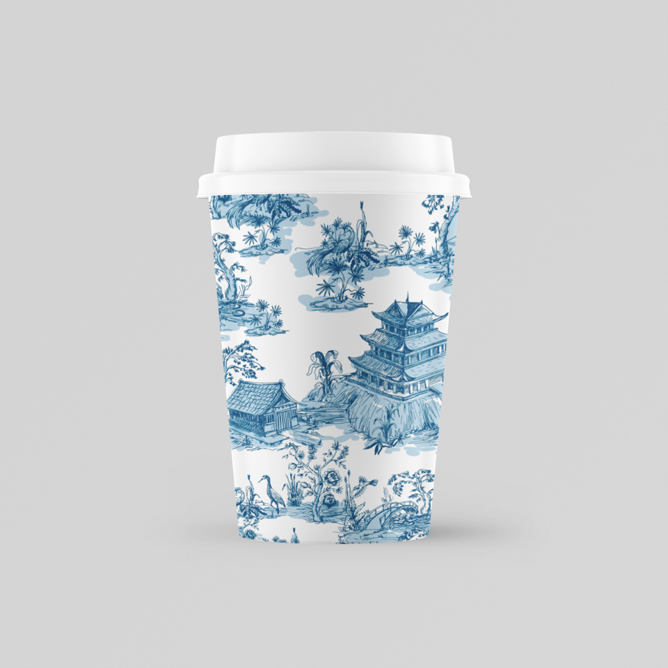 12oz Chinoiserie Paper Cups - Qty : – Preppy Coffee